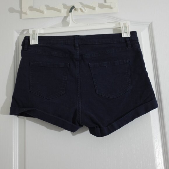 H&M dark blue chino denim shorts rolled size 10 - Picture 2 of 3